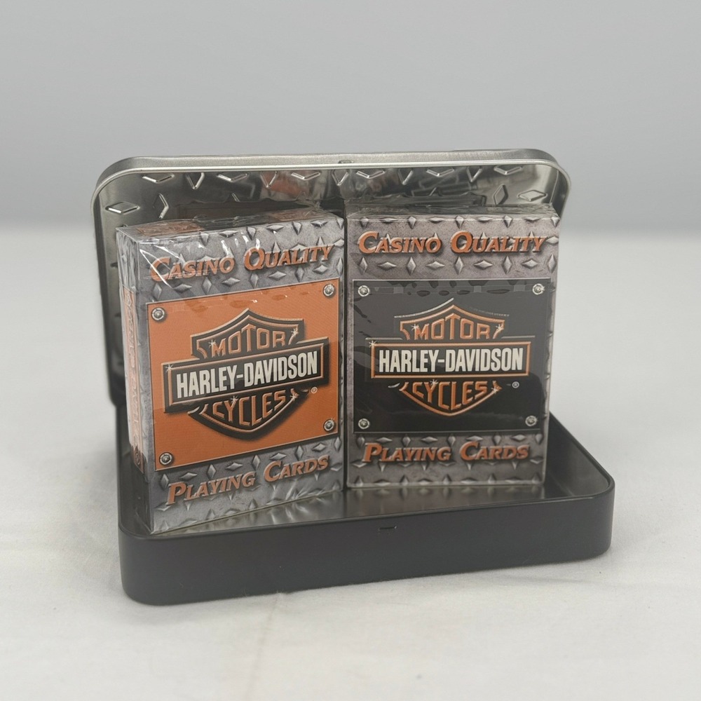 Harley-Davidson Double Deck Playing Cards in Collectible Diamond Plate Tin NEW - Picture 5 of 16